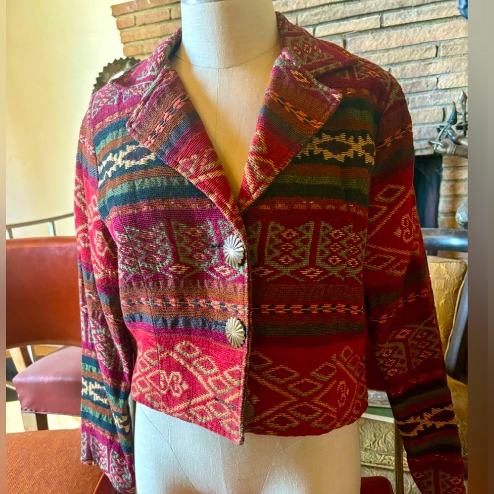 1990's Painted Pony Southwestern Tapestry Jacket // Women's Medium.